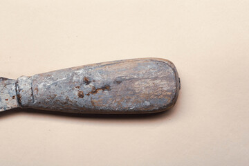 Rusty spatula repair tool, paint instruments.