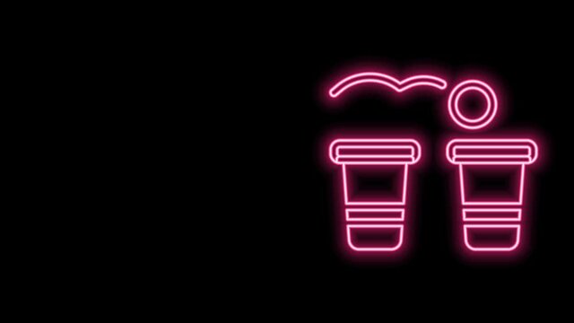 Glowing neon line Beer pong game icon isolated on black background. Alcohol party game. 4K Video motion graphic animation