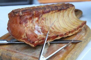Whole rack of smoked pork chops
