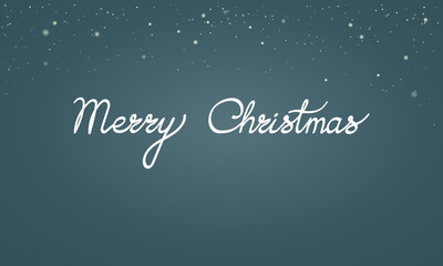 Merry christmas hand lettering calligraphy. Vector illustration with small snowflakes on dark blue background. Can use for website, as banner, gift paper, greeting card.
