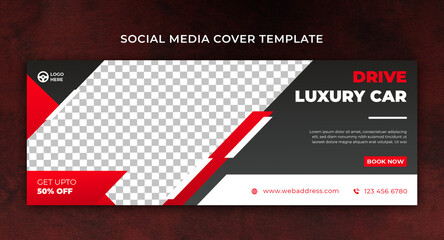 Car rental promotion social media cover banner template