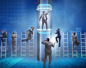 Businessmen in accelerated and fast promotion concept