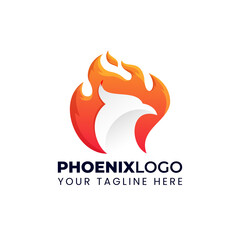 Phoenix Vector Logo Illustration With Flaming Fire Gradient Colorful Style
