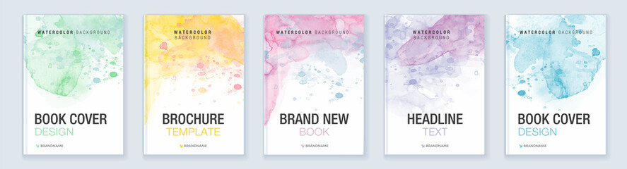 Watercolor A4 booklet light colourful cover bundle set	
