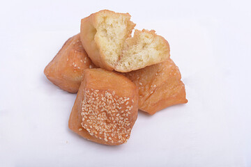 Close up view of pillow breads