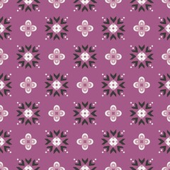 Continuous seamless background of geometric totem vines flowers porcelain textile