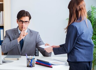 Businessman in unethical business concept with bribe