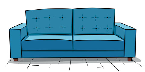 Hand Drawn Blue Cartoon Sofa