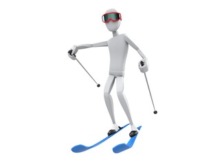 Fototapeta premium Ski template character with blue skis and red goggles