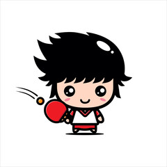 cute ping pong player character vector design