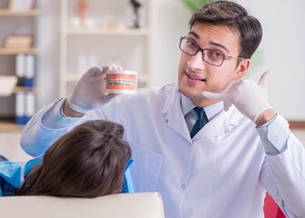 Patient visiting dentist for regular check-up and filling