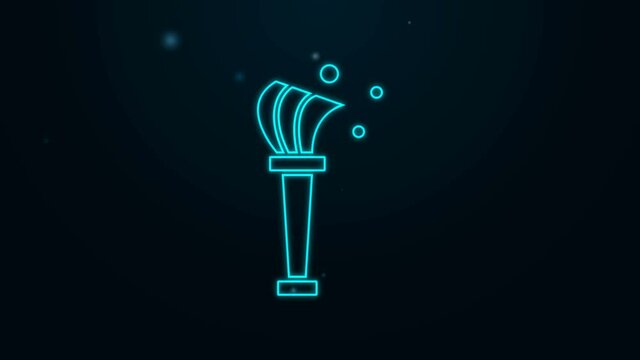 Glowing neon line Aspergillum icon isolated on black background. 4K Video motion graphic animation