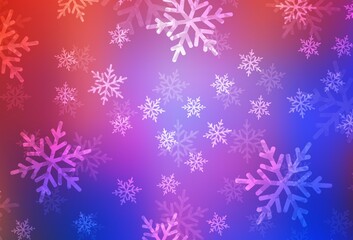 Light Blue, Red vector pattern in Christmas style.