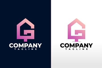 gradient letter G. house logo template. logo template