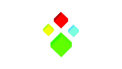 Fototapeta na wymiar Vector Illustration of Paw Design from Cubes Logo Design