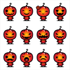 cute pumpkin set character vector design
