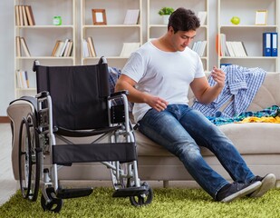 Disabled man recovering at home