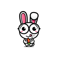 vector design of cute rabbit character eating carrots