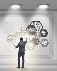 Businessman in machine learning concept