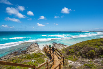 A perfect day at 11 mile beach in Esperance, Western Australia. Vibrant blue water with perfect...