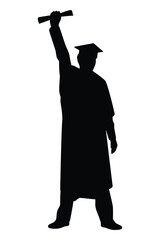 Graduated man silhouette vector on white, education