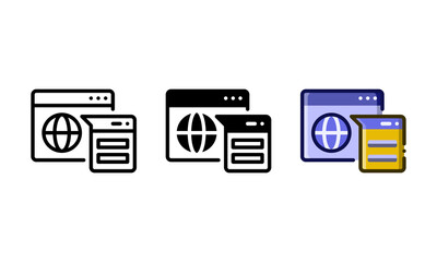 Website and web page icons. With outline, glyph, and filled outline styles