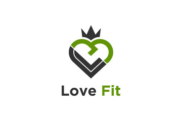 Love hearth logo shape, crown icon, health care symbol, simple minimalist design identity. 