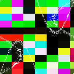 Yellow black green purple squares abstract background with squares