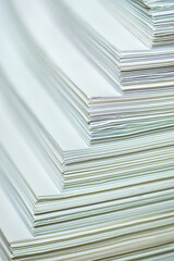 bundles bales of paper documents. stacks packs pile on the desk in the office