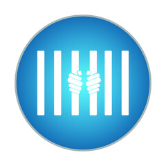Prisoner hands behind bars simple icon on square background. Eps10 vector illustration.