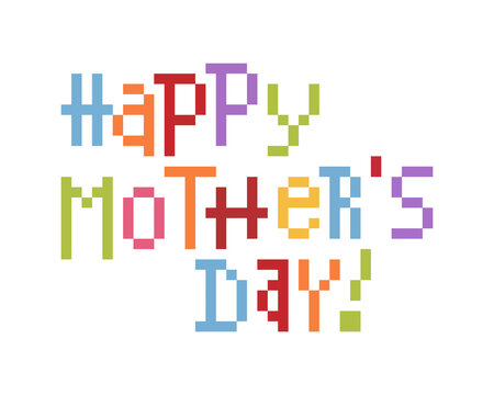 Mother's Day pixel image. Vector illustration of cross stitch pattern.