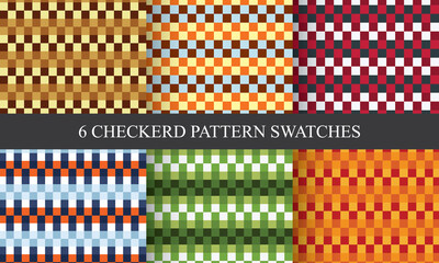 Colorful checkered pattern swatches. Vector pattern swatches pack for textile, texture work, surface texture, wallpaper and other print works.