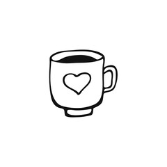 Cup. Hand drawn elements about love. Design element isolated on white. Happy Valentine's Day background. Vector illustration