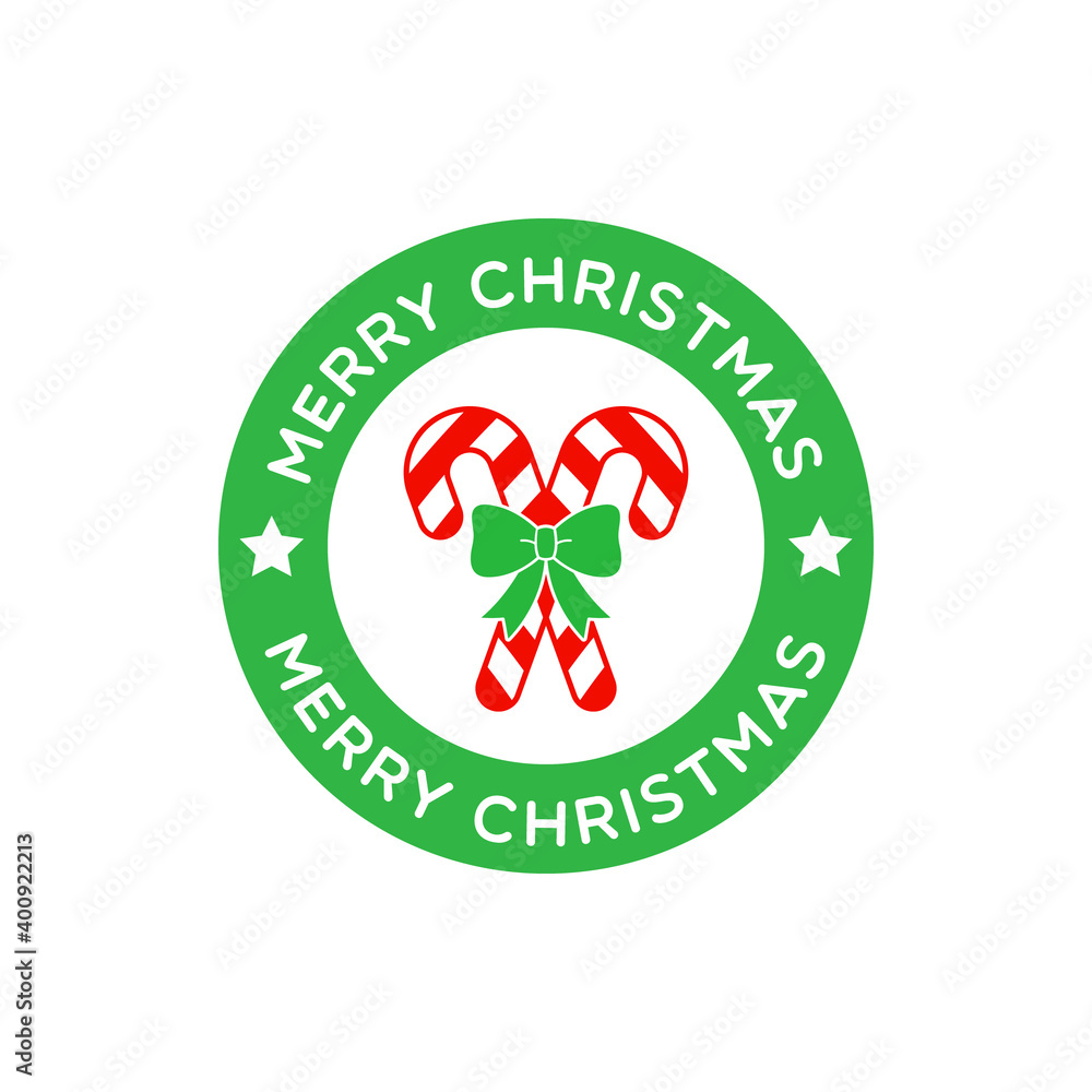 Wall mural Vector Round Merry Christmas Label