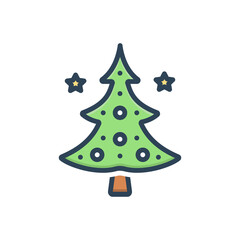Color illustration icon for christmas tree