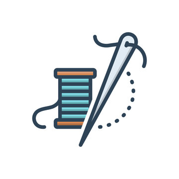 Color Illustration Icon For Thread Needle