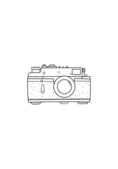 Hand drawn One line drawing of camera linear style.