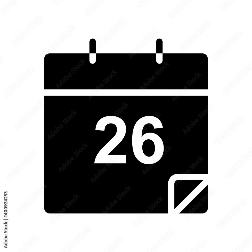 Poster 26 date calendar glyph icon. simple design editable. design template vector