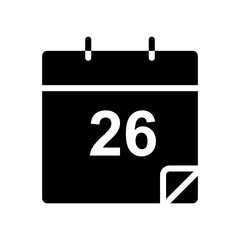 26 date calendar glyph icon. simple design editable. Design template vector