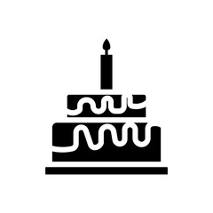 Birthday cake glyph icon. cake icon with candle. simple design editable. Design template vector