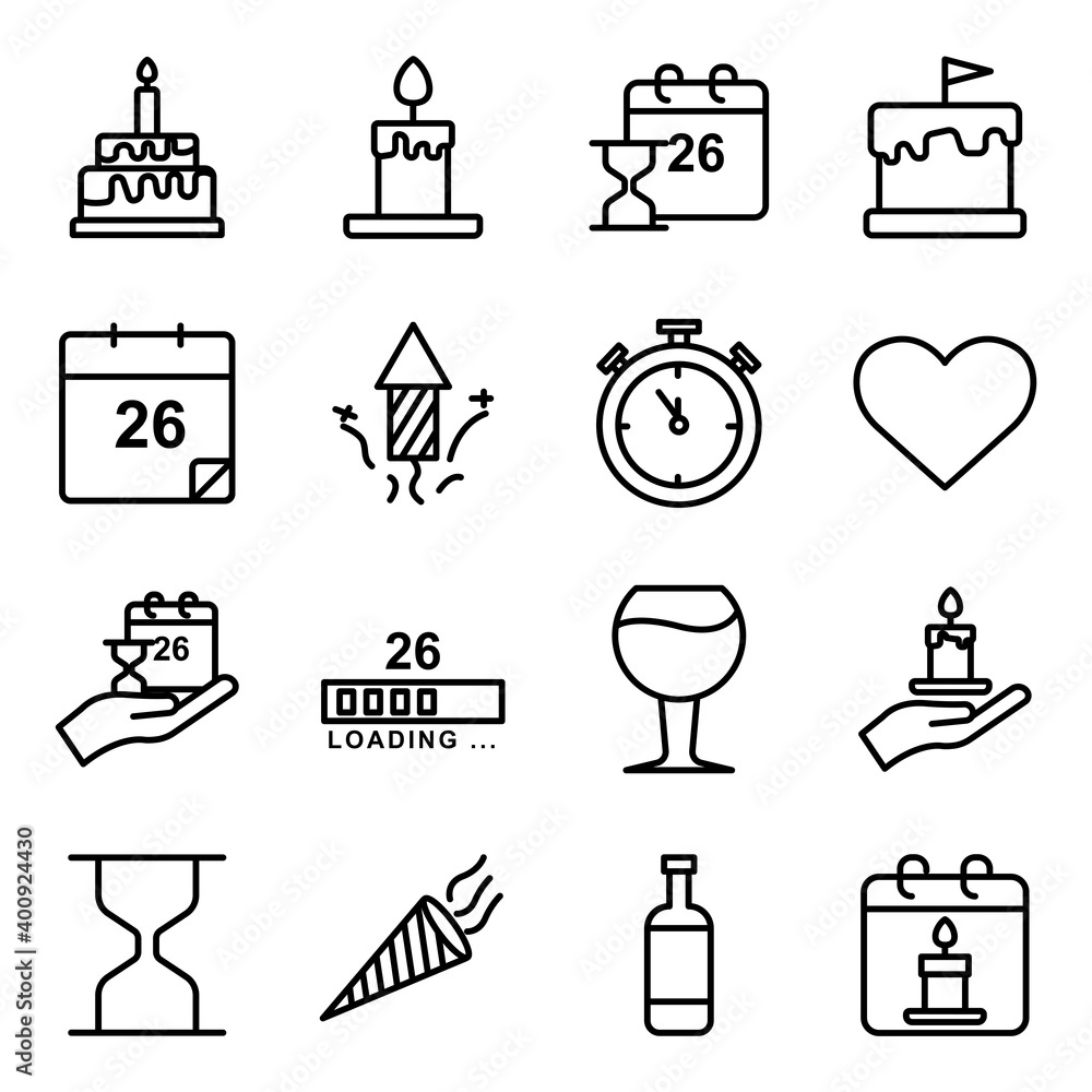 Poster australia day line icon set. simple design editable. design template vector