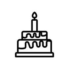 Birthday cake line icon. cake icon with candle. simple design editable. Design template vector