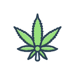 Color illustration icon for cannabis