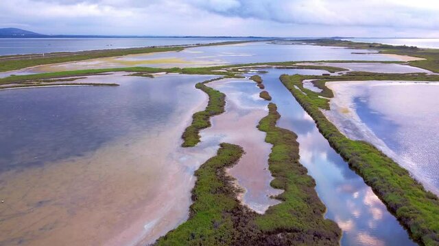 Some aerial shots of the Palavasiens ponds, a natural site protected for its diversity in terms of fauna and flora. It is located in the southeast of France.