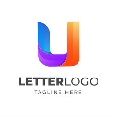 Colorful letter u logo design template