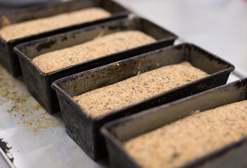 close up of making shaped bread in kitchen