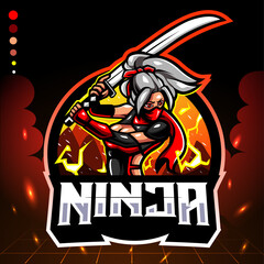 Fototapeta na wymiar Ninja girl mascot. esport logo design