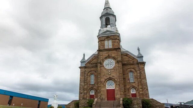 &Eacute;glise catholique Saint-Pierre Roman Catholic Church, Roman, a 120 year old roman catholic church located in Cheticamp, Cape Breton, Nova Scotia, Canada 
A Timelapse.