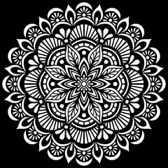 White mandala on black Pattern Stencil Doodles Sketch