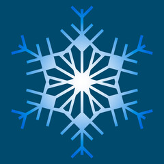 Vector decorative christmas blue white gradient snowflake isolated on dark blue background to decorate new year holiday